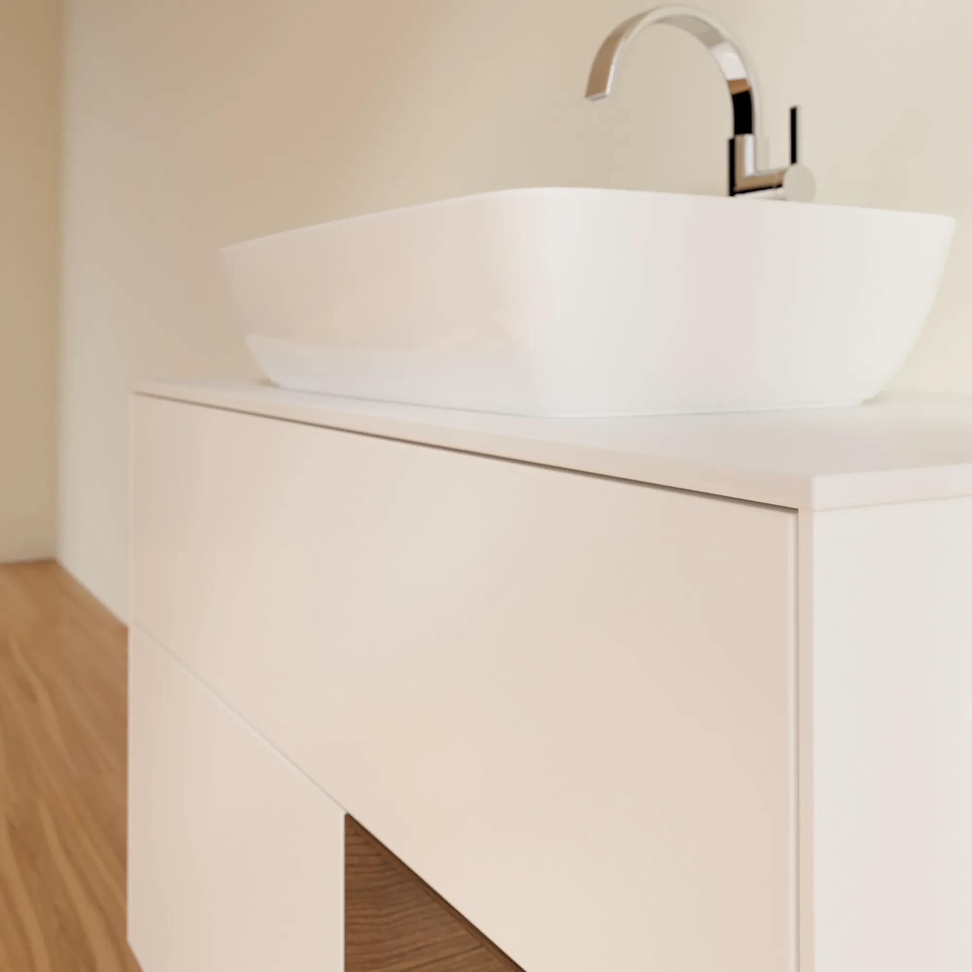 Villeroy & Boch Waschtischunterschrank „Finion“ für Schrankwaschtisch 1000 × 603 × 501 mm White Matt Lacquer, für Becken mittig, mit Hahnlochbohrung