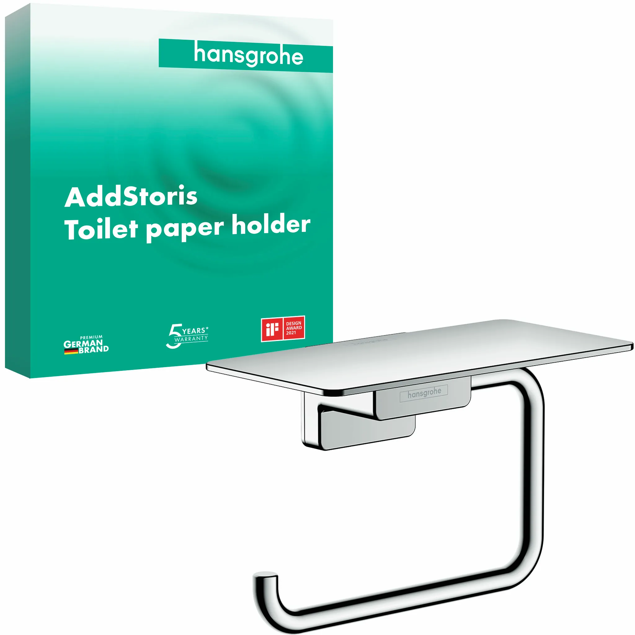 Hansgrohe AddStoris Q Toilettenpapierhalter mit Ablage, Chrom Hansgrohe AddStoris Q Toilettenpapierhalter mit Ablage, Chrom