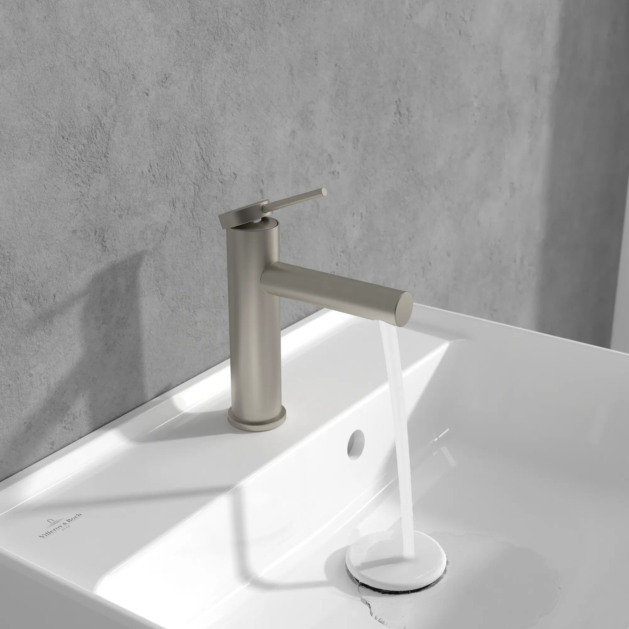 Villeroy & Boch Einhebel-Waschtischarmatur Loop & Friends, Brushed Nickel Matt, 45 x 149 x 166 mm, SmartPressure, AirPlus Villeroy & Boch Einhebel-Waschtischarmatur Loop & Friends, Brushed Nickel Matt, 45 x 149 x 166 mm, SmartPressure, AirPlus