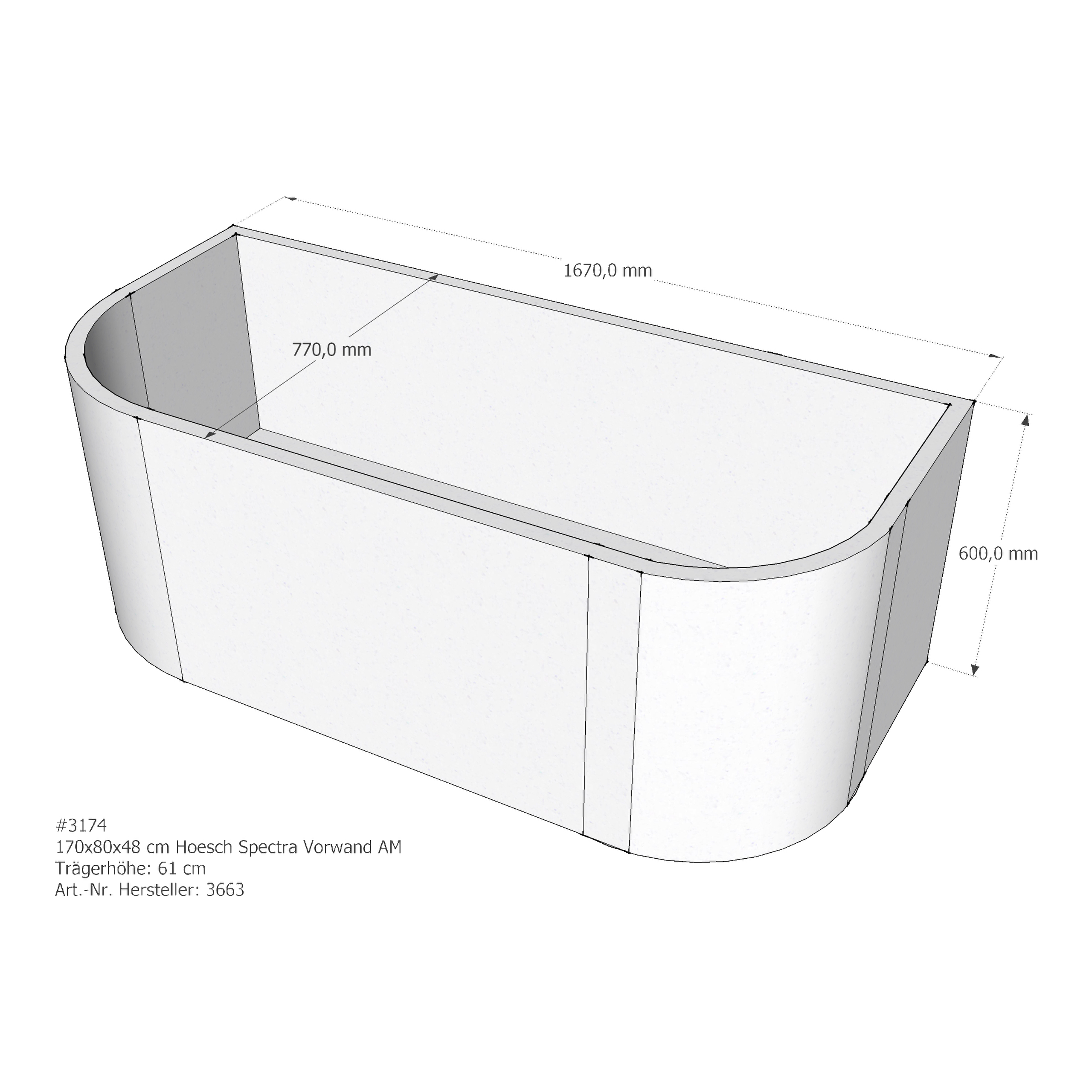 Badewannenträger für Hoesch Spectra 1700×800 170 × 80 × 48 cm Badewannenträger für Hoesch Spectra 1700×800 170 × 80 × 48 cm
