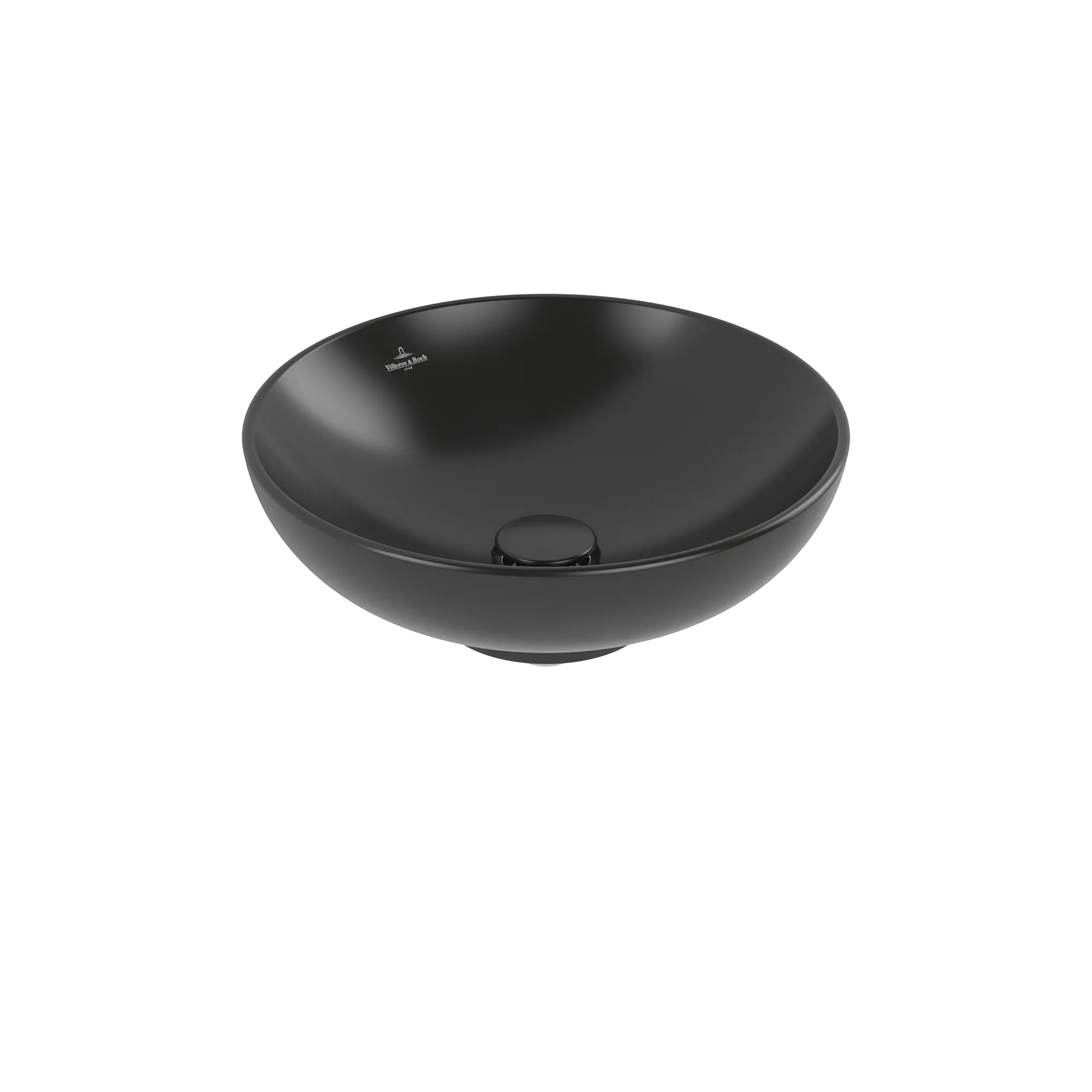 Villeroy & Boch Aufsatzwaschbecken Loop & Friends Pure Black CeramicPlus, 420x420x150 mm, Höhe 120 mm, TitanCeram, matt, ohne Überlauf