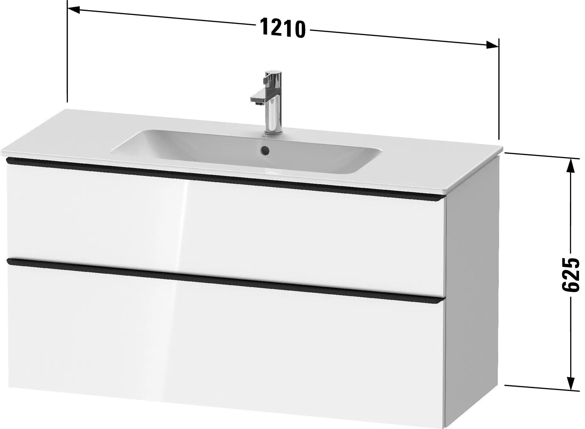 Duravit Waschtischunterschrank wandhängend „D-Neo“ 121 × 62,5 × 46,2 cm in Eiche Terra