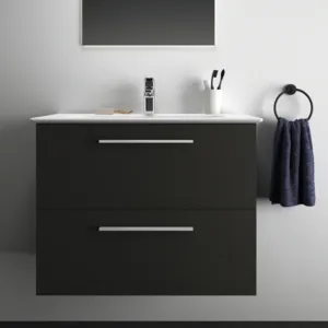 Möbelpaket i.life A mit Waschtisch 80cm und Unterschrank mit chrom Griff Weiß matt Möbelpaket i.life A mit Waschtisch 80cm und Unterschrank mit chrom Griff Weiß matt