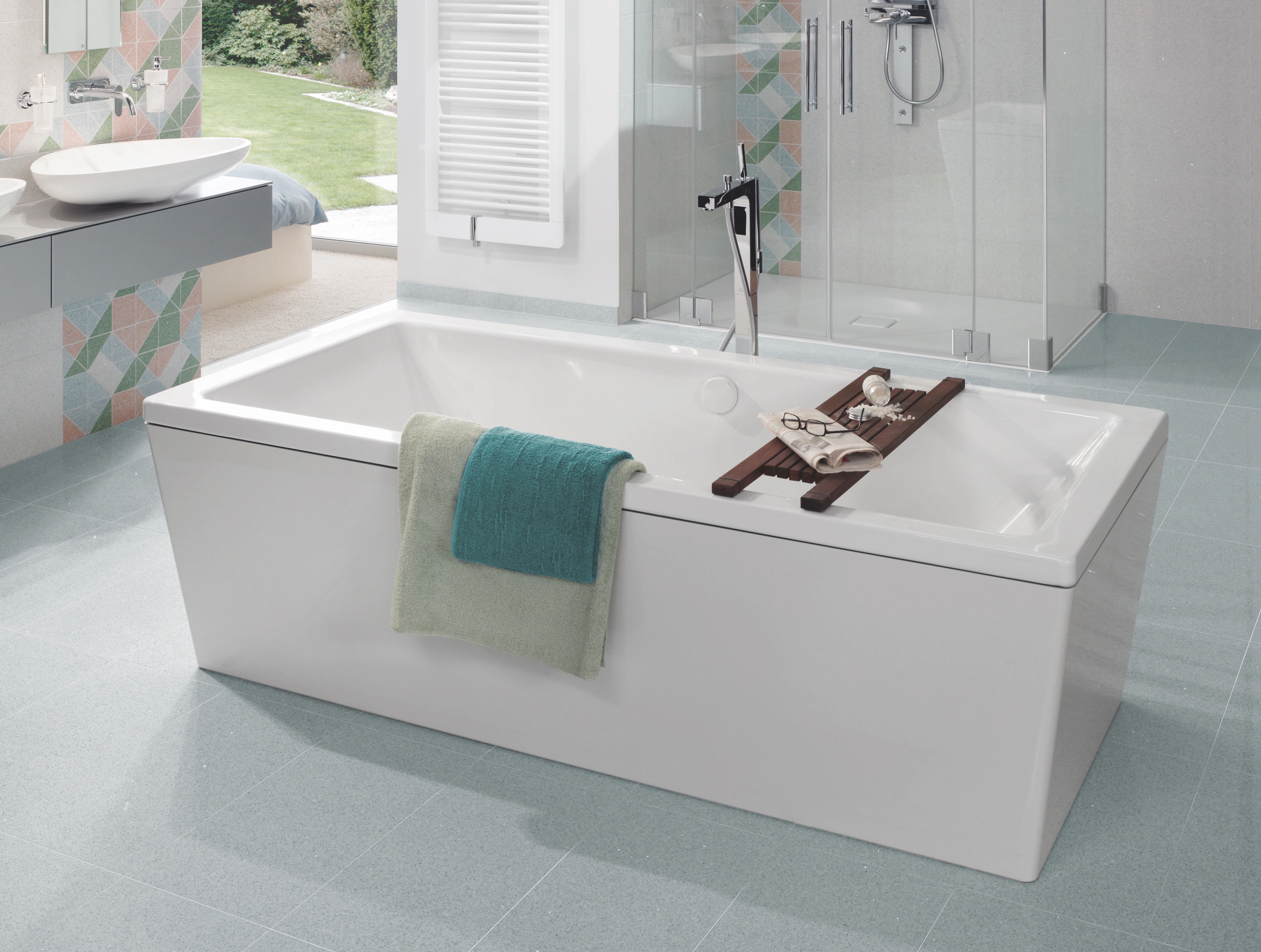 CONODUO freistehend Badewanne, Mod 735-7 2000x1000mm alpinweiß, Vollantislip