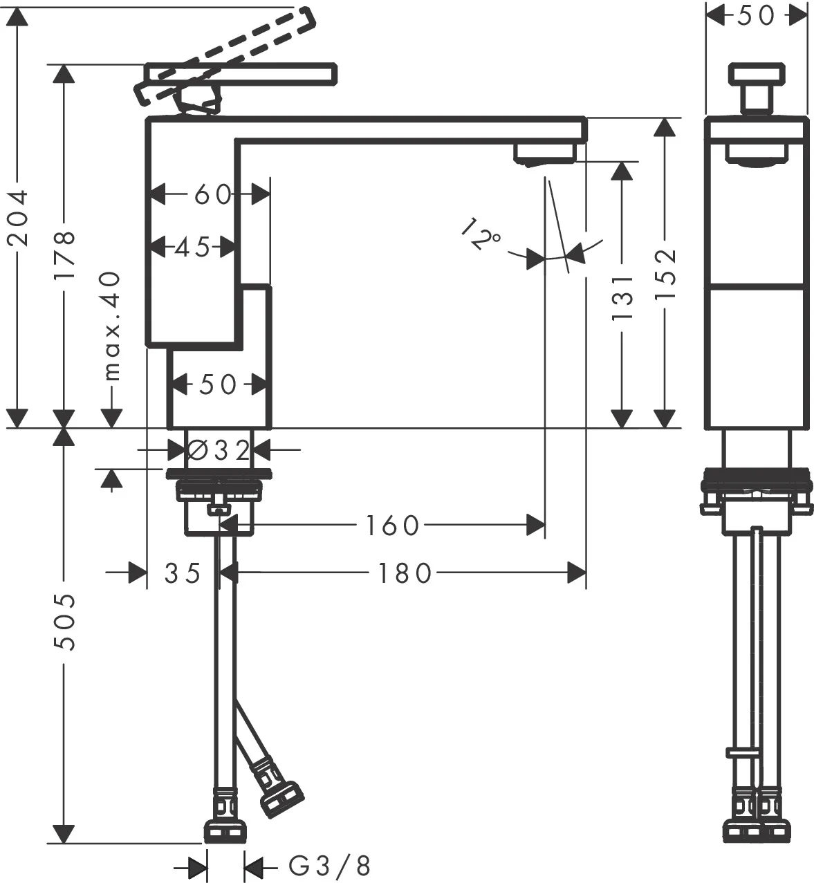 Hansgrohe AXOR Edge Einhebel-Waschtischmischer 130, Diamantschliff Chrom, Ausladung 160 mm, Auslaufhöhe 131 mm