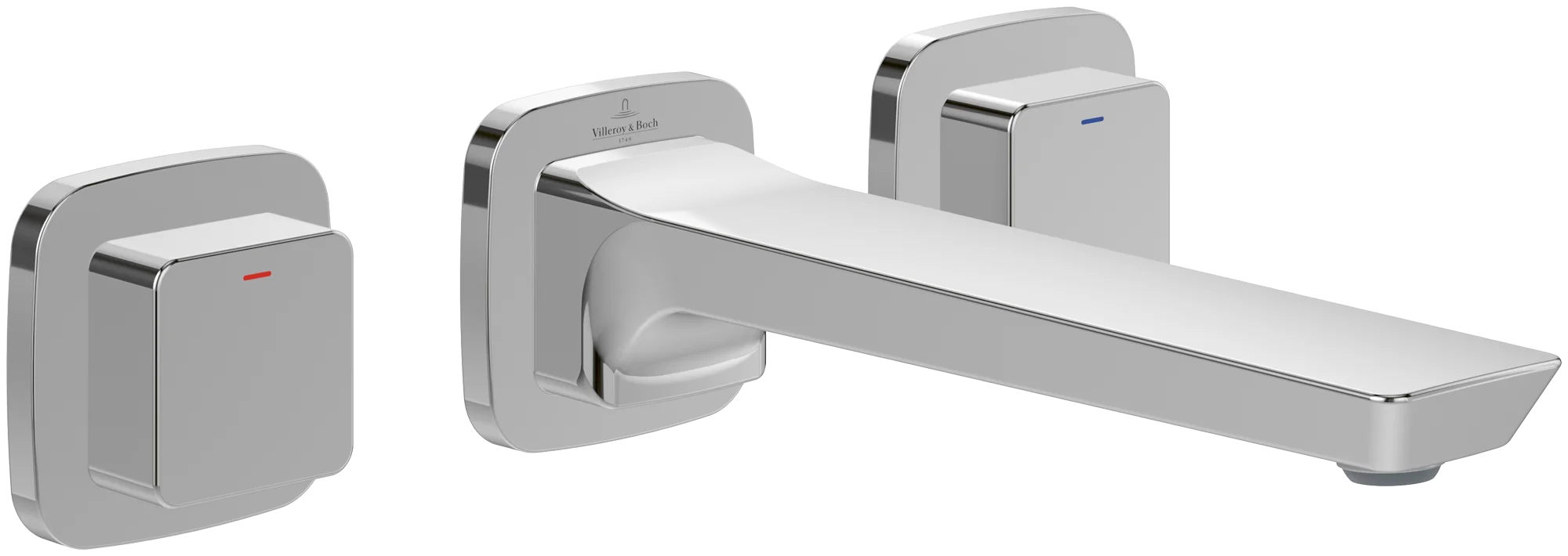 Villeroy & Boch Subway 3.0 Dreiloch-Badewannenrandarmatur mit Handbrause, rund, glänzend verchromt, 149 x 52 mm, Höhe 131 mm