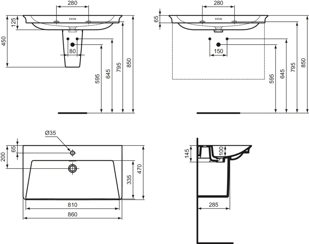 Waschbecken „LaDolceVita“ 86 × 47 × 14,5 cm, Hahnlochposition mittig Waschbecken „LaDolceVita“ 86 × 47 × 14,5 cm, Hahnlochposition mittig