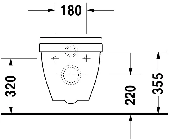 Wand-Tiefspül-WC „Starck 3“ 36,5 × 35,5 × 54 cm, Befestigung sichtbar, mit Spülrand