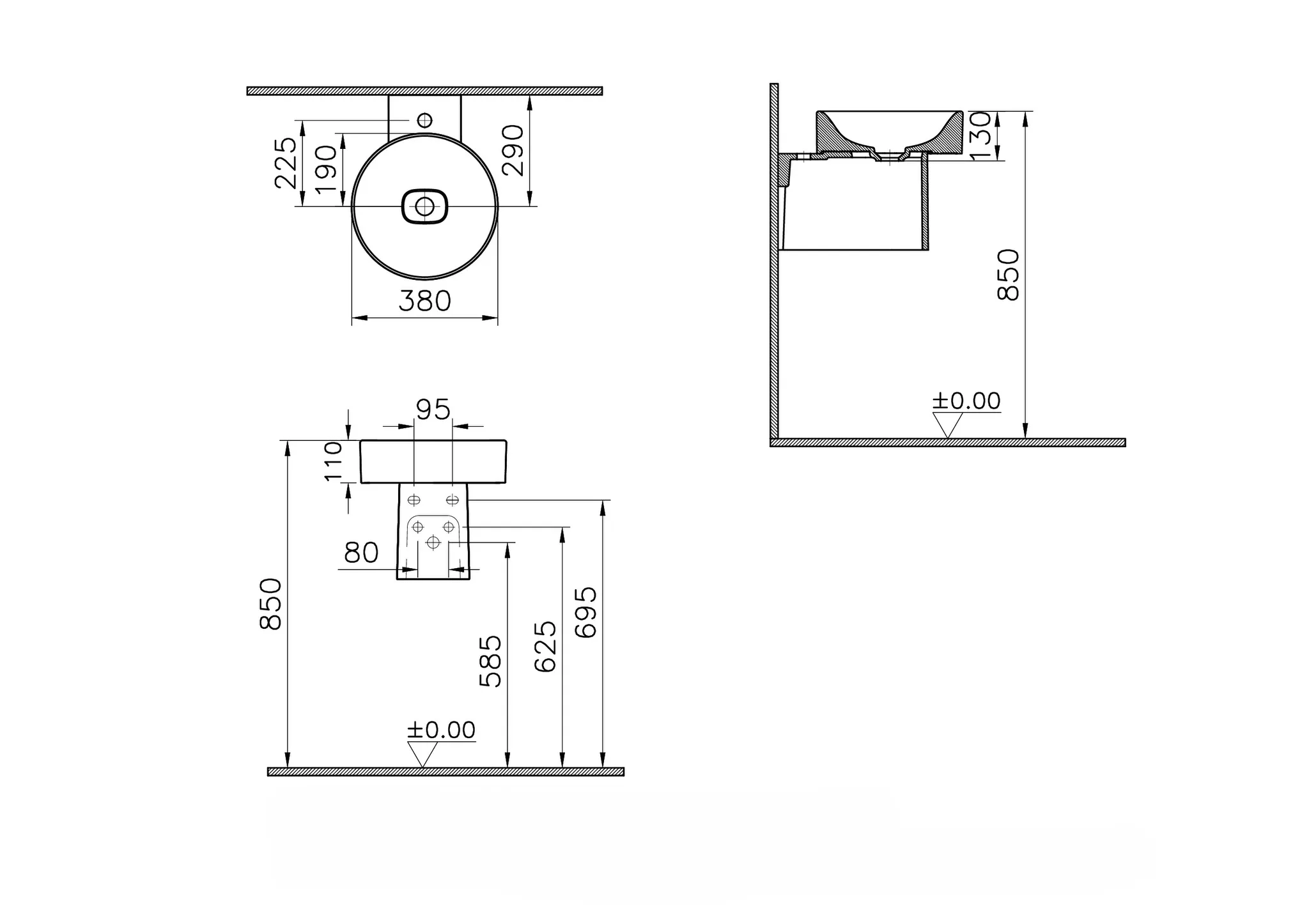 VitrA New Metropole Halbsäule zu Aufsatzschale rund Edelweiß VitrA New Metropole Halbsäule zu Aufsatzschale rund Edelweiß