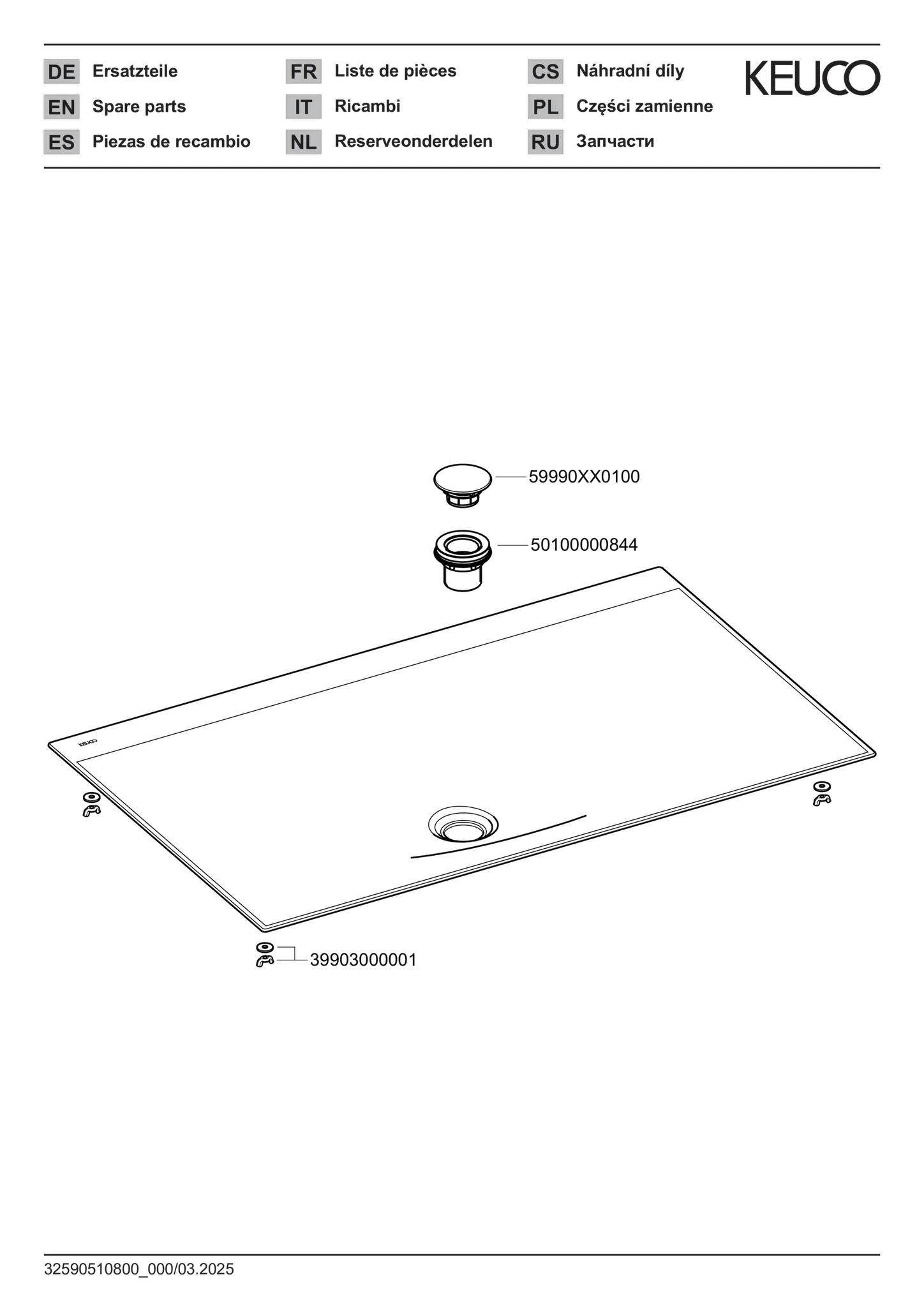 KEUCO Emaille-Einbauwaschtisch „Edition 11 Art“, ohne Hahnlochbohrung in Weiß, 806 × 493 × 4 mm