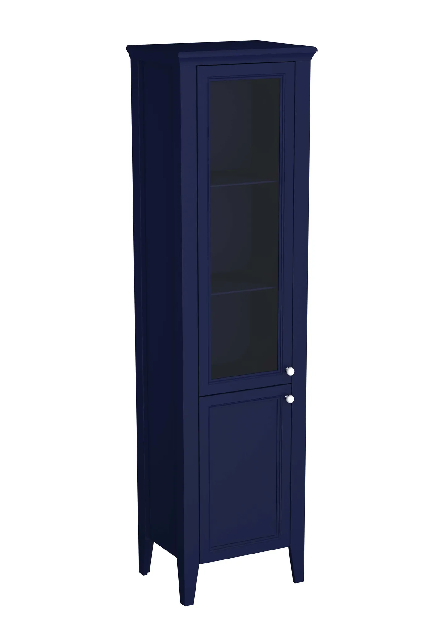 Valarte Hochschrank mit Glaseinsatz Breite 54 cm Höhe 197 cm 2 Türen Türanschlag links Stahlblau (Lack) Valarte Hochschrank mit Glaseinsatz Breite 54 cm Höhe 197 cm 2 Türen Türanschlag links Stahlblau (Lack)