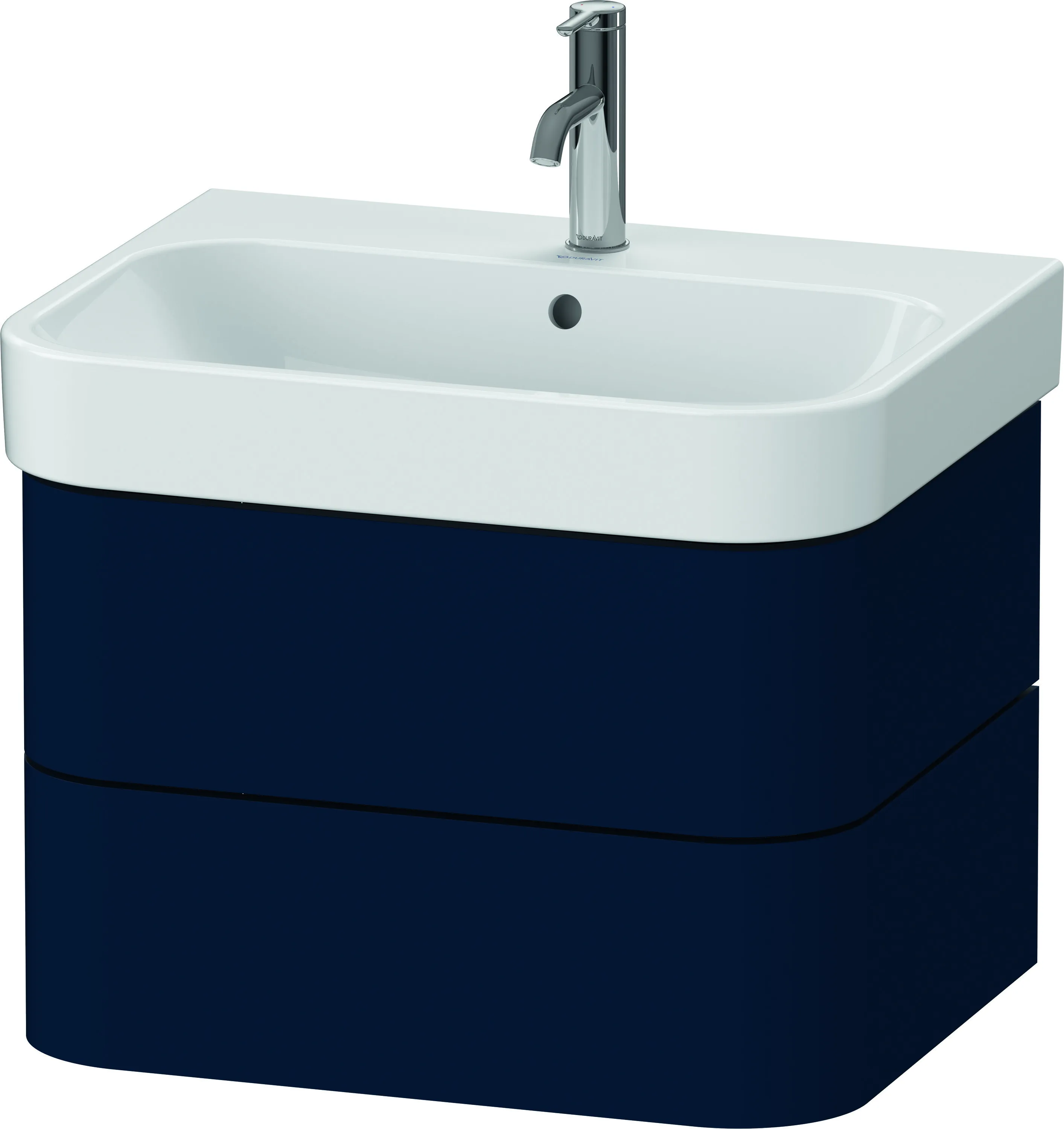 Duravit Waschtischunterschrank wandhängend „Happy D.2 Plus“ 62,5 × 41,5 × 49 cm Nachtblau Seidenmatt