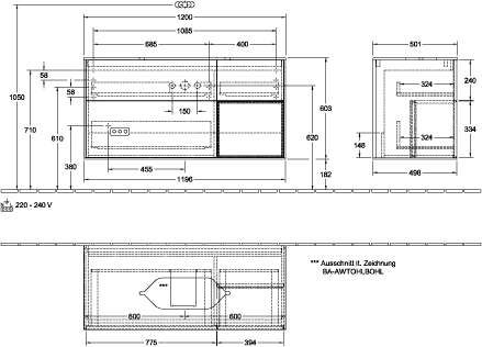 Villeroy & Boch Waschtischunterschrank „Finion“ für Schrankwaschtisch 1200 × 603 × 501 mm Black Matt Lacquer, ohne Hahnlochbohrung, für Becken mittig Villeroy & Boch Waschtischunterschrank „Finion“ für Schrankwaschtisch 1200 × 603 × 501 mm Black Matt Lacquer, ohne Hahnlochbohrung, für Becken mittig