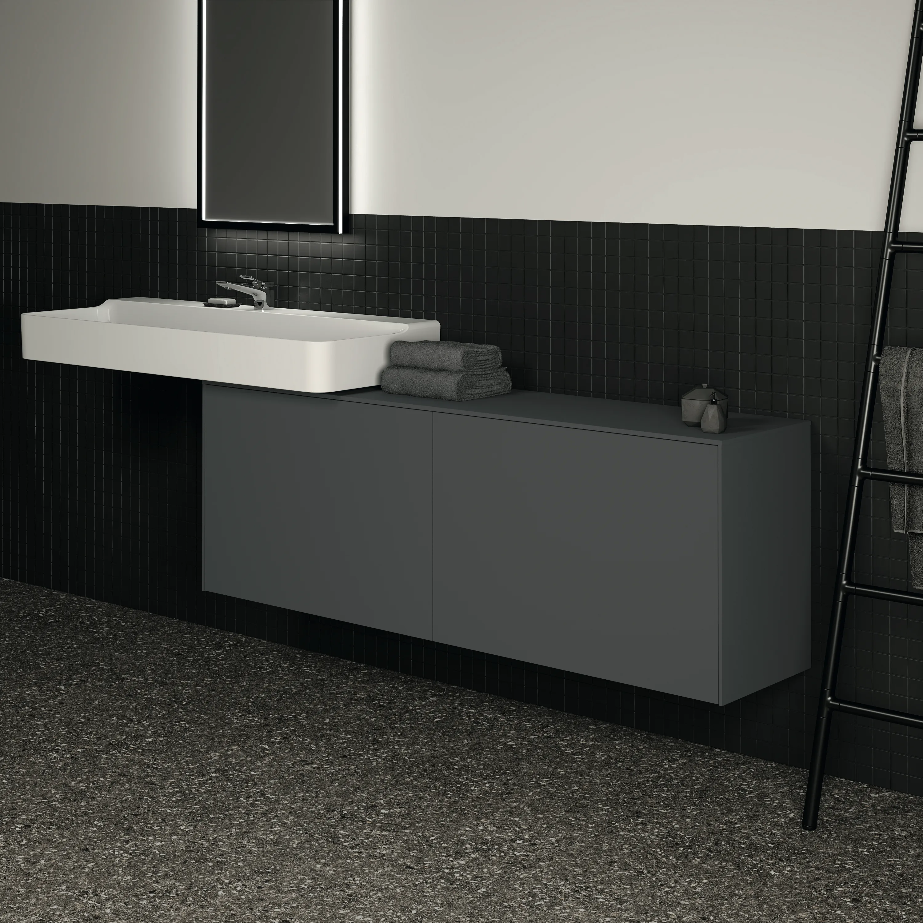 Ideal Standard Waschtischunterschrank Conca, 2 Auszüge, Anthrazit Ideal Standard Waschtischunterschrank Conca, 2 Auszüge, Anthrazit