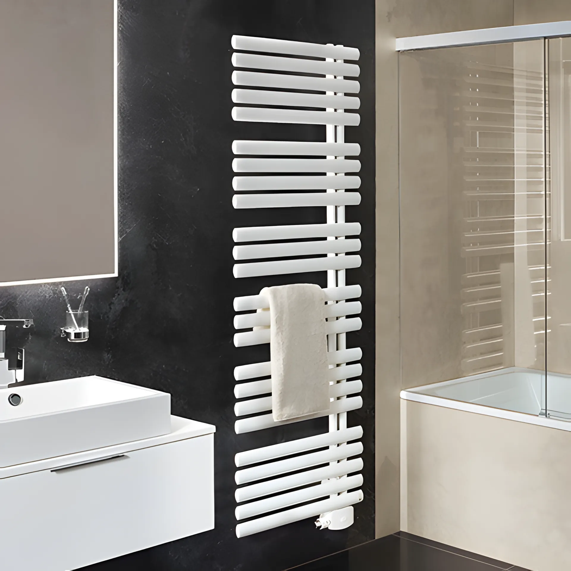 BEMM Design-Heizkörper über Kopf drehbar „Ellipsis B“ 50 × 88,5 cm in Weiß (RAL 9016)