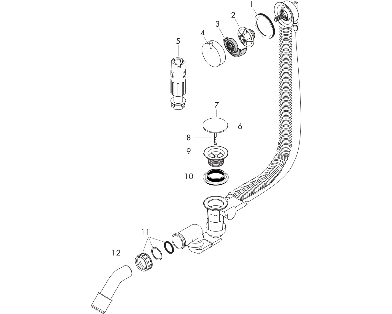 Ab-u.Überlaufgarnitur Flexaplus S Axor Komplettset chrom Normalwannen Ab-u.Überlaufgarnitur Flexaplus S Axor Komplettset chrom Normalwannen