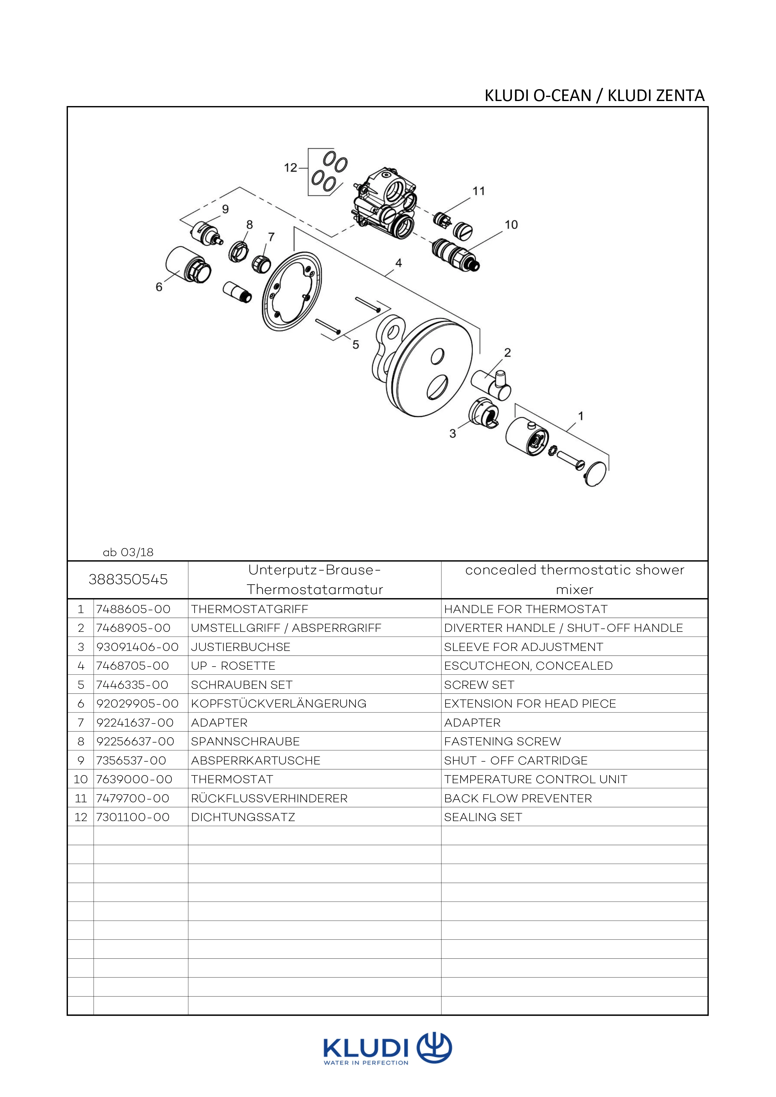 ZENTA Unterputz-Brause-Thermostatarmatur Feinbau-Set mitFunktionseinheit chrom