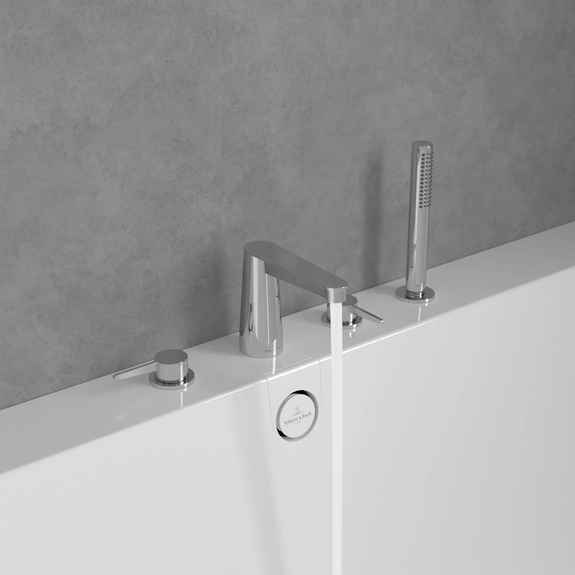 Zweihand-Wannenarmatur „Conum“ Ausladung 129 mm in Chrom Zweihand-Wannenarmatur „Conum“ Ausladung 129 mm in Chrom