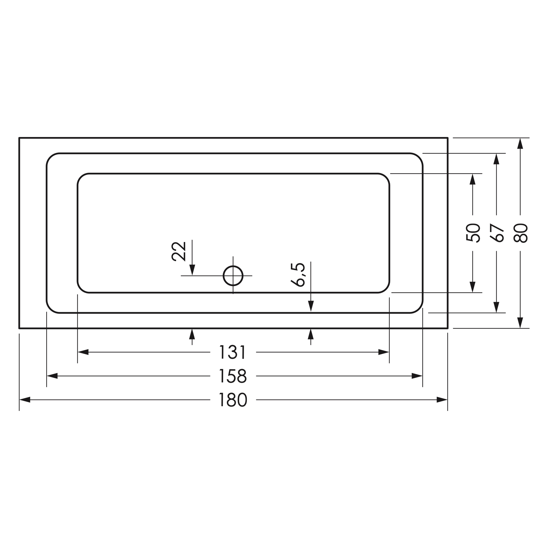 repaBAD Badewanne „Genf“ freistehend rechteck 1800 × 800 mm in Weiß repaBAD Badewanne „Genf“ freistehend rechteck 1800 × 800 mm in Weiß