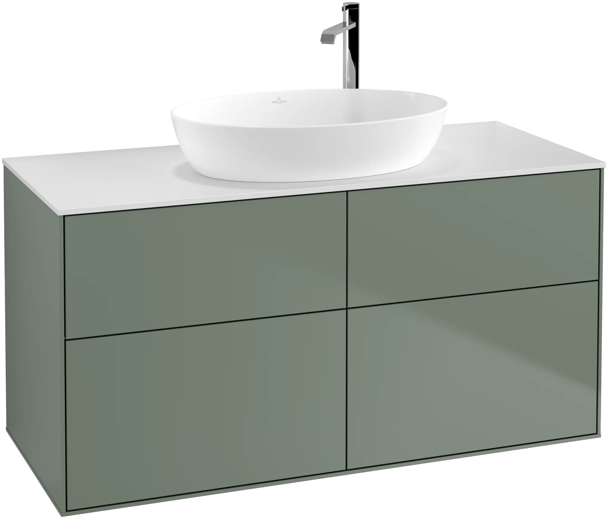 Villeroy & Boch Finion Waschbeckenunterschrank G91 1200x603x501mm Olive Matt Lacquer / Glass White Matt