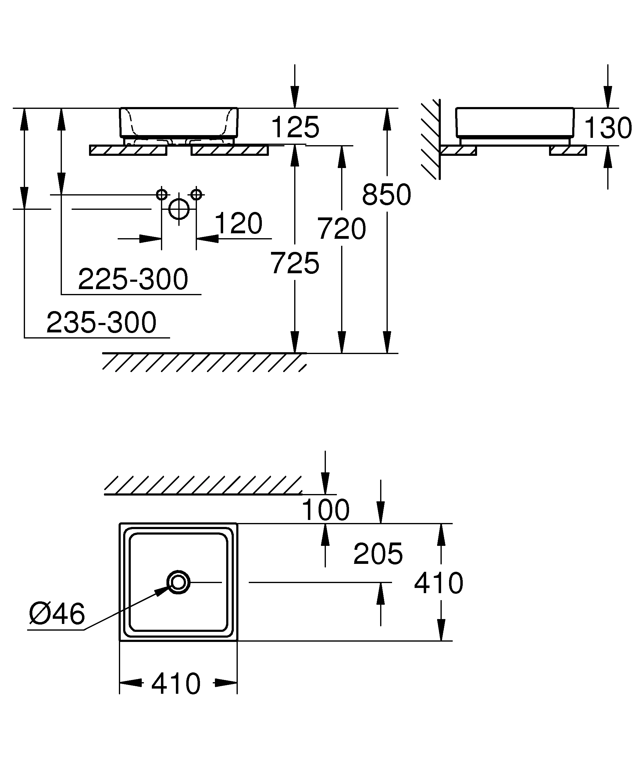 Aufsatzschale Cube Keramik 39482_H, 400 x 400 mm, ohne Hahnloch, ohne Überlauf, PureGuard Hygieneoberfläche, aus Sanitärkeramik, alpinweiß