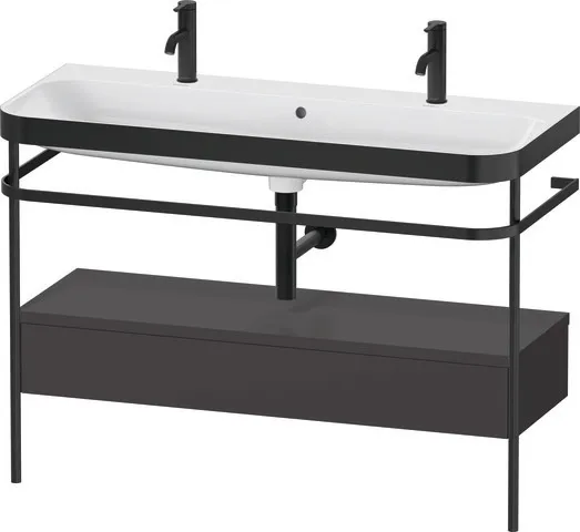 Duravit Waschtischunterschrank mit Metallkonsole „Happy D.2 Plus“ 117,5 × 85 × 49 cm Graphit Supermatt Duravit Waschtischunterschrank mit Metallkonsole „Happy D.2 Plus“ 117,5 × 85 × 49 cm Graphit Supermatt
