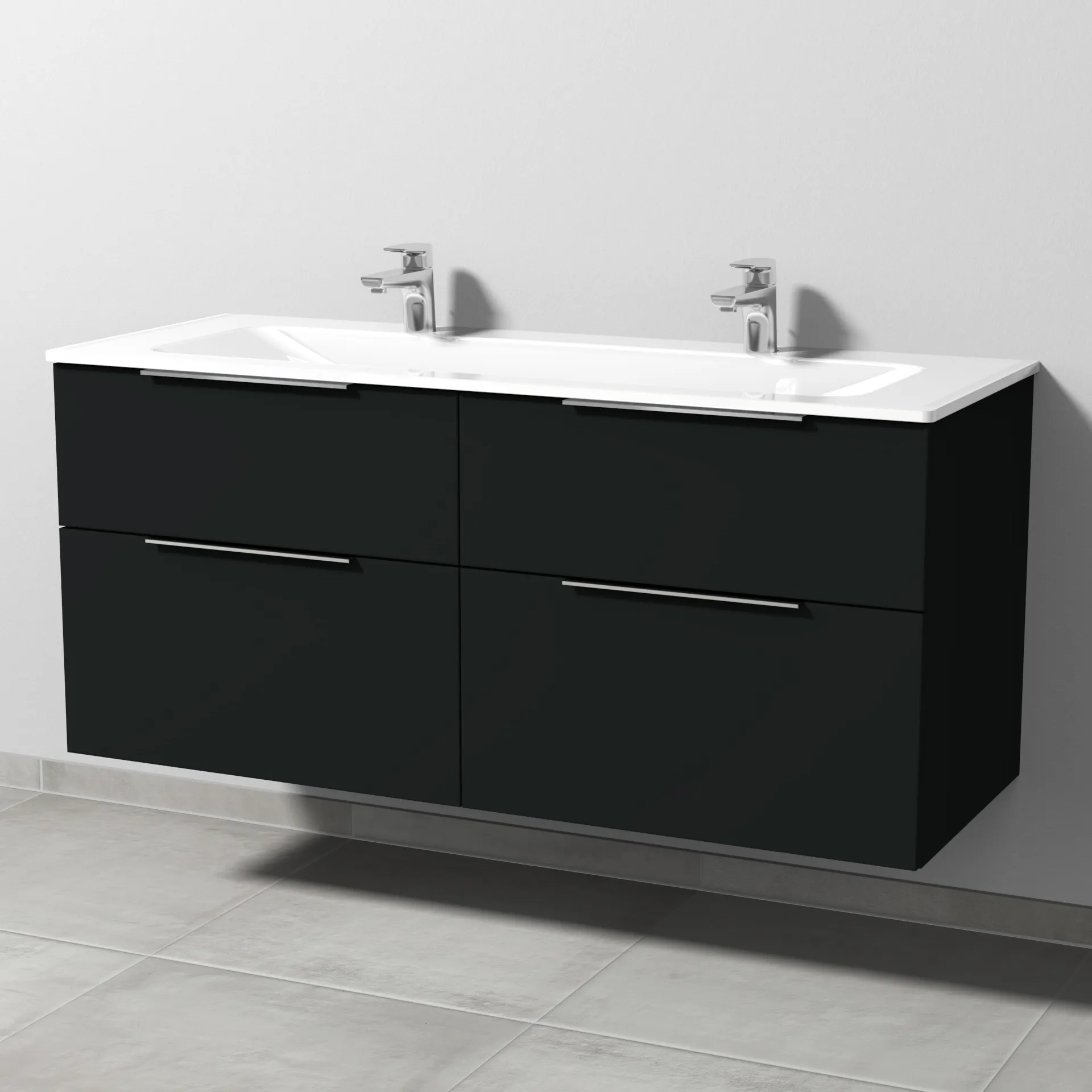 Sanipa Glas-Waschtisch-Set mit Waschtischunterschrank „3way“ 130 × 48,7 × 58,2 cm in Vulkan (matt)