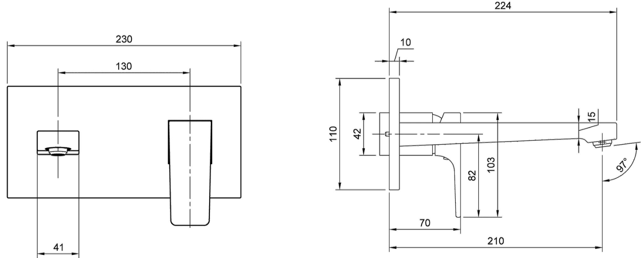 Einhand-Unterputz-Armatur „Architectura Square“ 22,4 cm in Matt Black