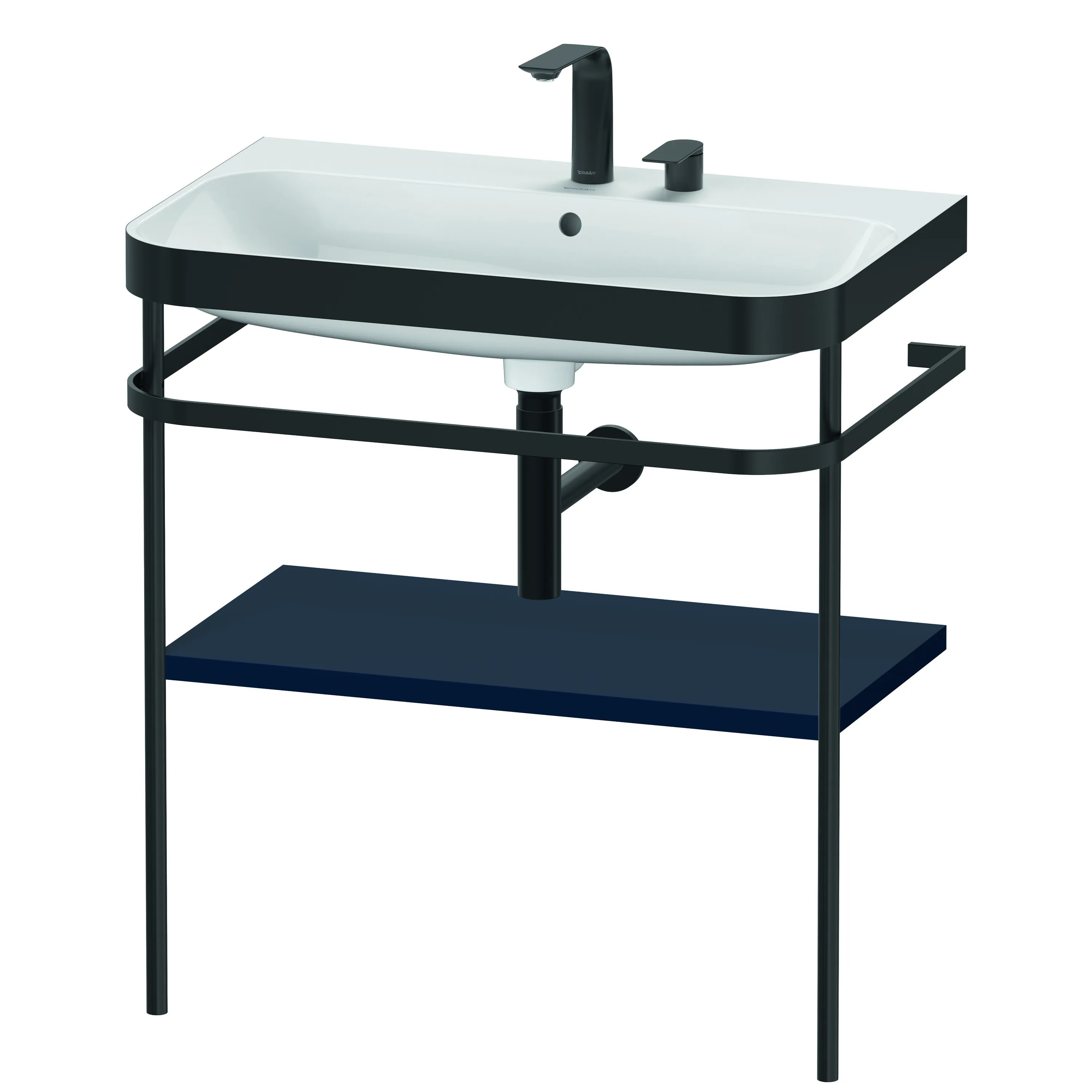 Duravit Waschtischunterschrank mit Metallkonsole „Happy D.2 Plus“ 77,5 × 85 × 49 cm in Nachtblau Seidenmatt