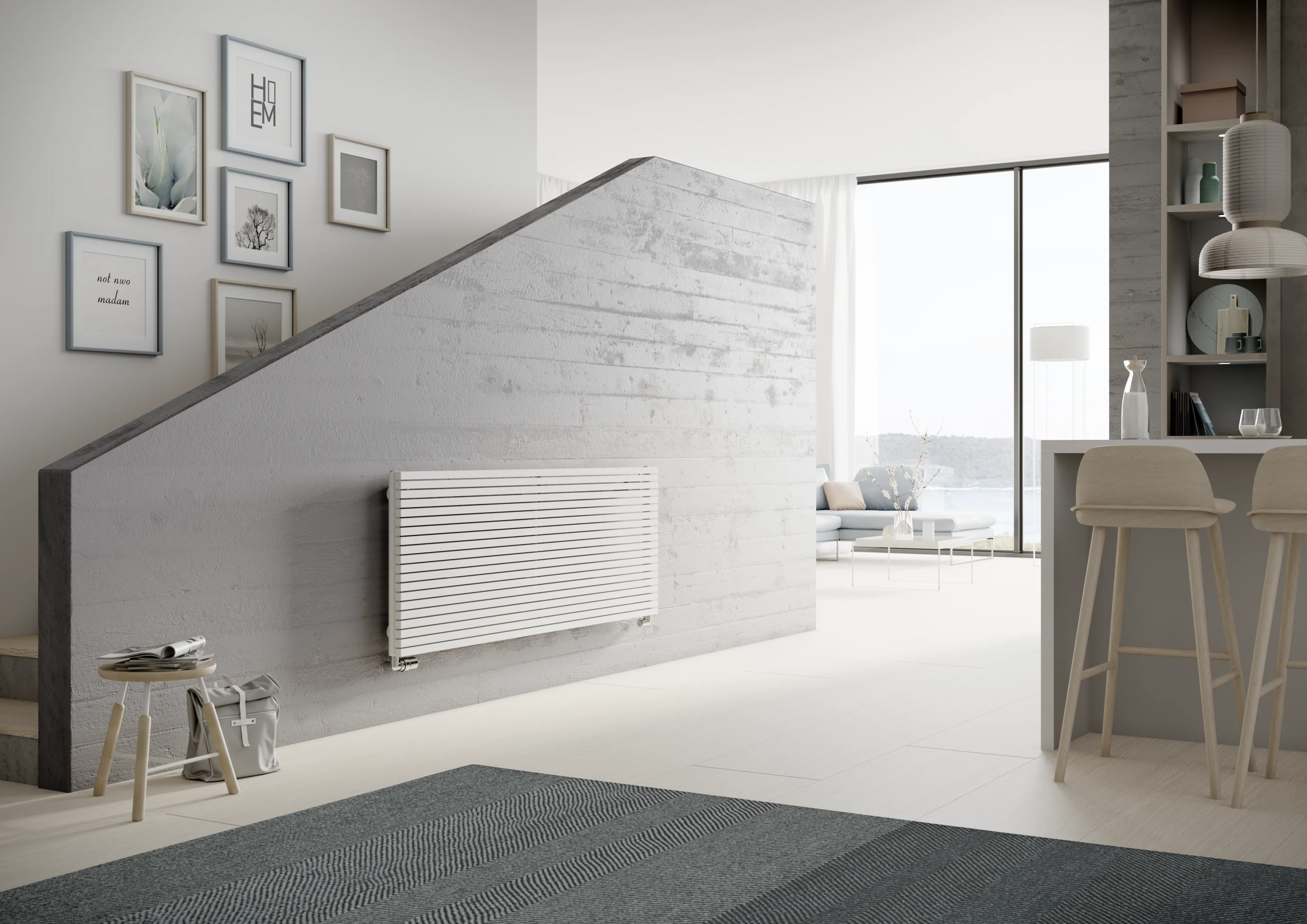 Kermi Design-Heizkörper „Carré®“ horizontal 120 × 59,5 cm in Schwarz Soft