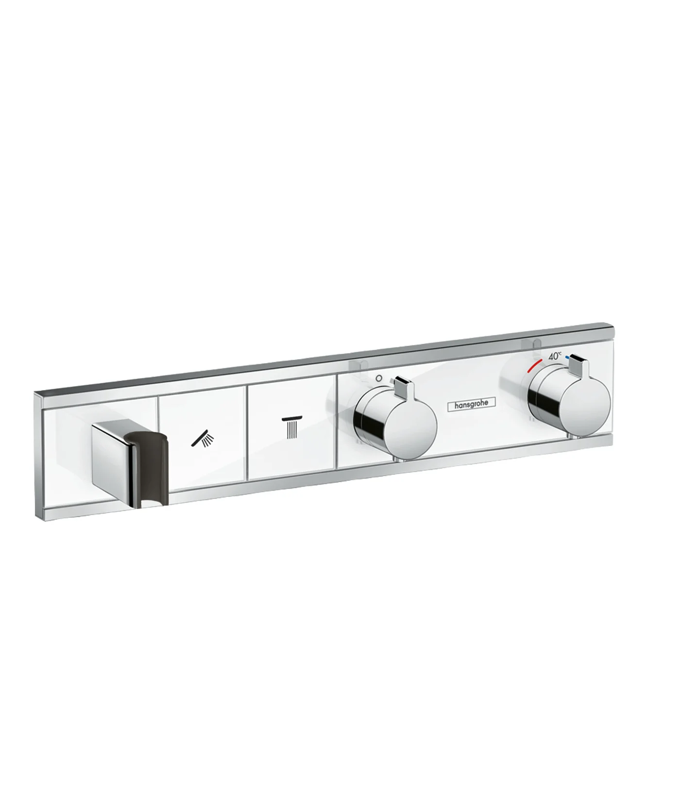 Hansgrohe RainSelect Thermostat Unterputz, 2 Verbraucher, weiß/chrom, mit Brausehalter und Handbrause