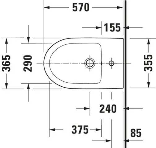 Duravit Stand-Bidet back to wall „No.1“, Befestigung sichtbar 36,5 × 57 × 40 cm