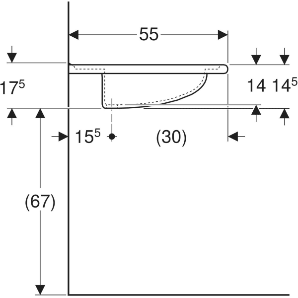 Wandwaschtisch „Vitalis“, rechteckig 55 × 55 cm in weiß alpin Wandwaschtisch „Vitalis“, rechteckig 55 × 55 cm in weiß alpin