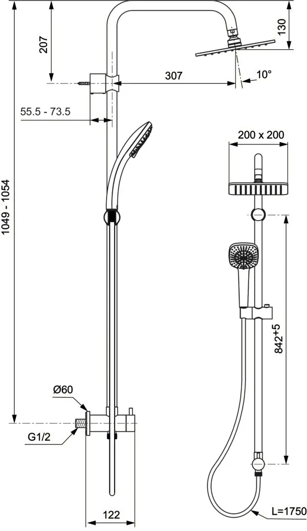 Ideal Standard Duschsystem „IdealrainCube“