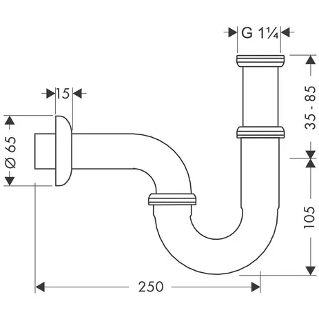 Hansgrohe Sifons, Röhrensiphon Standardmodell, Chrom Hansgrohe Sifons, Röhrensiphon Standardmodell, Chrom