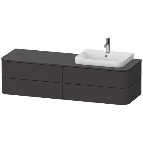 Duravit Waschtischunterschrank wandhängend „Happy D.2 Plus“ 160 × 40,8 × 55 cm, rechts Becken: rechts / Beleuchtung: ohne / Front- & Korpusfarbe: Graphit Supermatt / Größe: 160 × 55 × 40,8 cm / Oberfläche: Dekor / Schubladen: 4 Duravit Waschtischunterschrank wandhängend „Happy D.2 Plus“ 160 × 40,8 × 55 cm, rechts Becken: rechts / Beleuchtung: ohne / Front- & Korpusfarbe: Graphit Supermatt / Größe: 160 × 55 × 40,8 cm / Oberfläche: Dekor / Schubladen: 4
