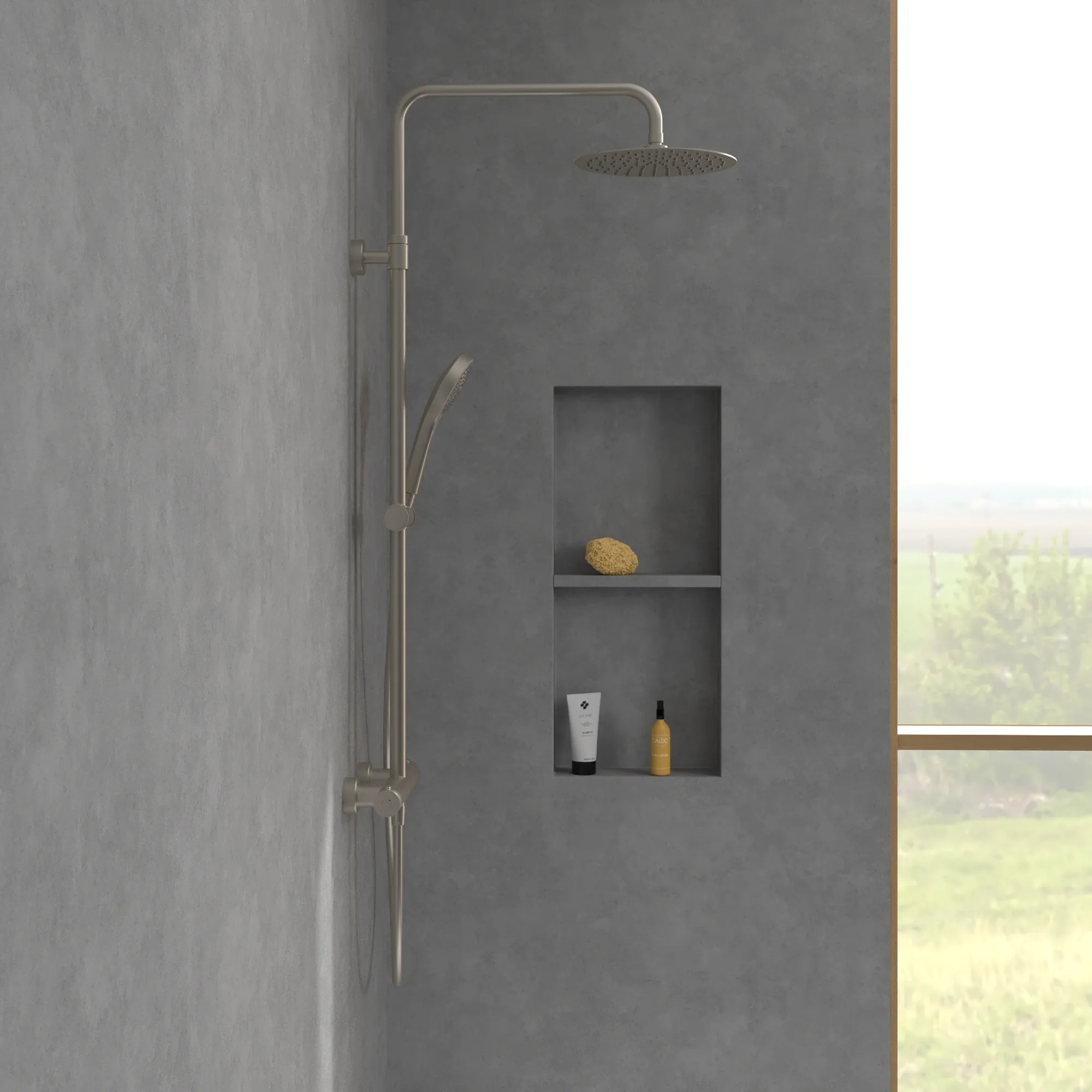 Gleitstangekombination „Verve Showers“, Befestigung verdeckt 47,2 cm in Brushed Nickel Matt Gleitstangekombination „Verve Showers“, Befestigung verdeckt 47,2 cm in Brushed Nickel Matt