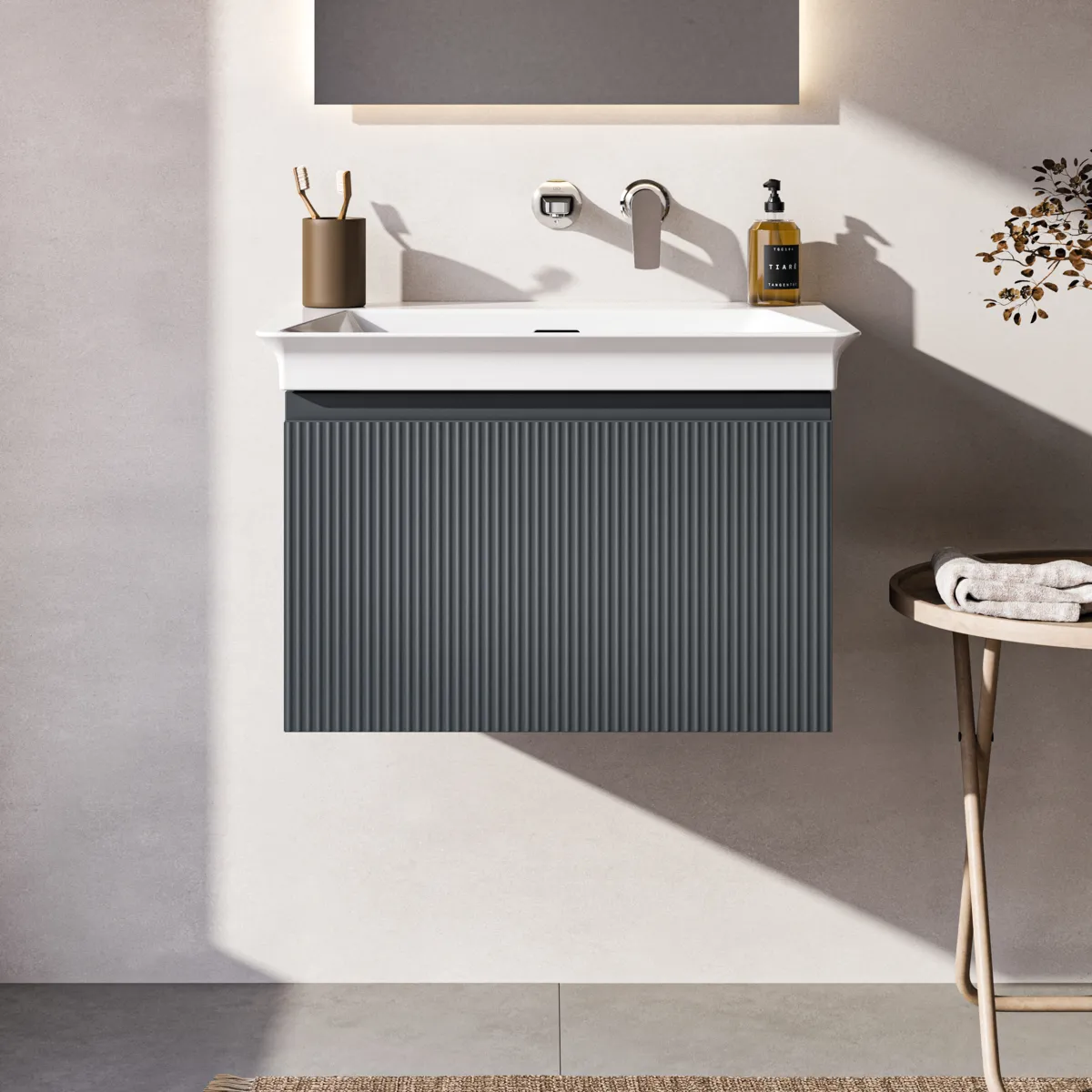 Ideal Standard Möbelwaschtischunterschrank Finesse Aschblau matt 1 Auszug Softclose 600x440x375 mm Ideal Standard Möbelwaschtischunterschrank Finesse Aschblau matt 1 Auszug Softclose 600x440x375 mm
