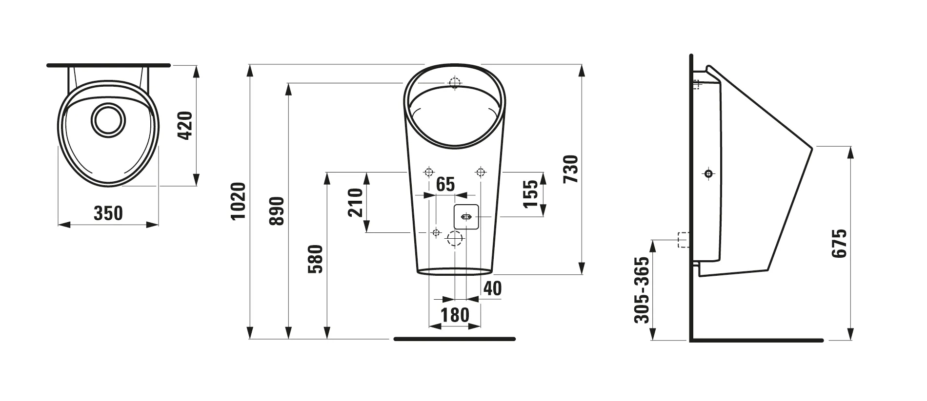 Absaugeurinal LEMA 420x350x730, spülrandlos, Wasserzulauf innen mit elektronischer Steuerung Netzbetrieb (230V) mit Bluetooth weiß