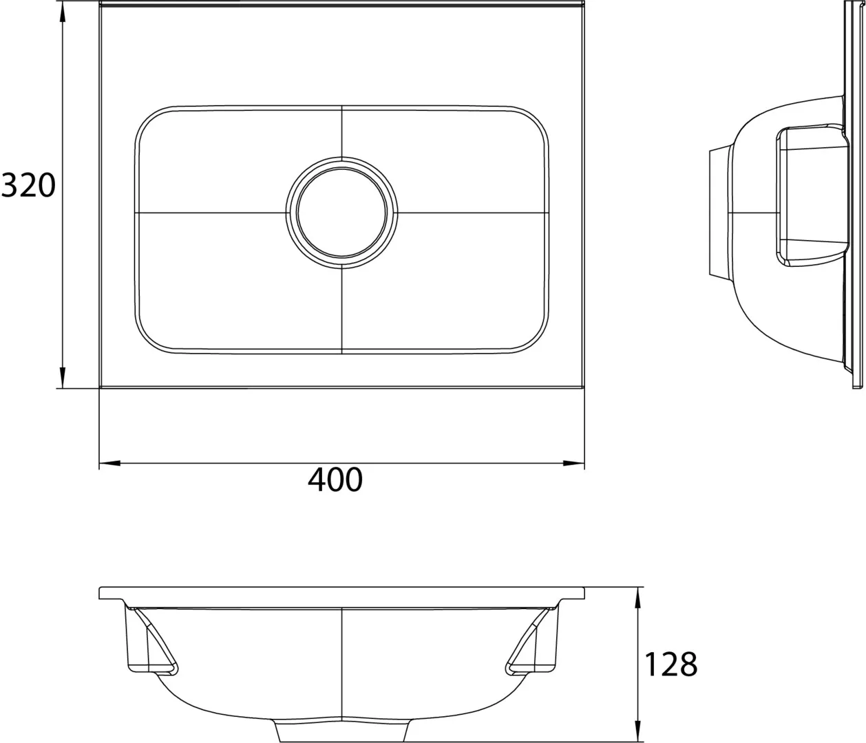 Waschbecken evo, 1x Bohrung, 400 mm, weiss Waschbecken evo, 1x Bohrung, 400 mm, weiss