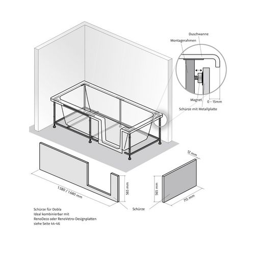 HSK Duschbadewanne „Dobla“ 160 × 75 cm HSK Duschbadewanne „Dobla“ 160 × 75 cm
