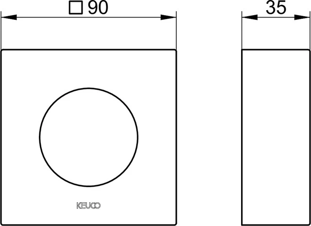 IXMO 59551130282 Verlängerungs-Rosette für Ab- u.Umstellventil, eckig Höhe 25 mm Schwarzchrom gebürstet