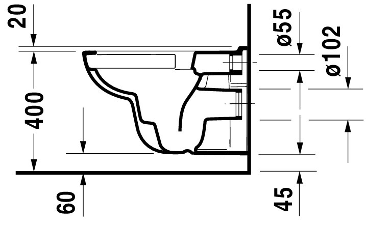 Wand-WC D-Code 545mm, weiß rimless, Tiefsp., 4,5L, HYG