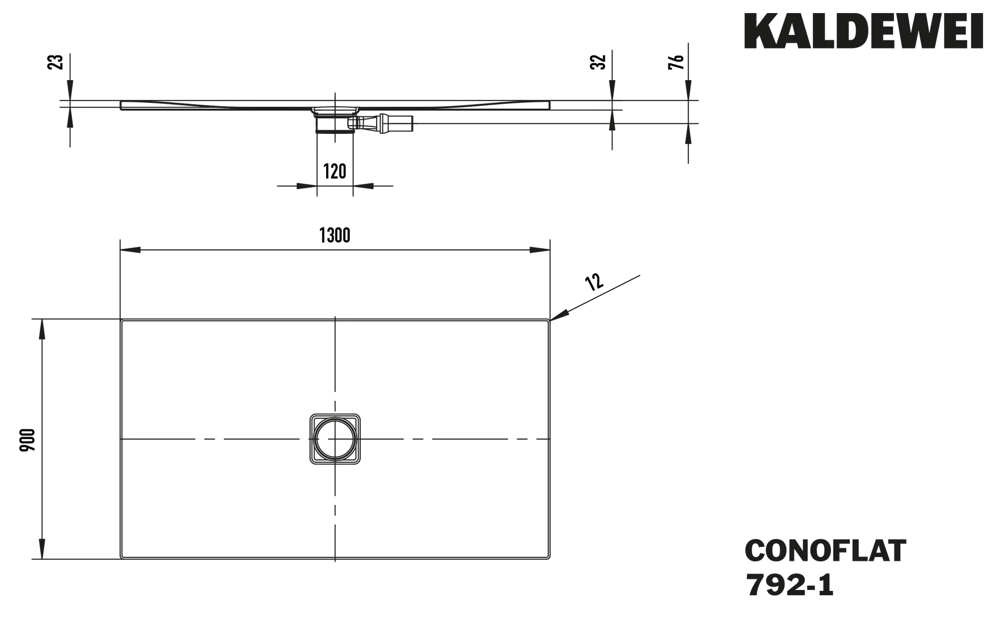 Kaldewei CONOFLAT Duschfläche alpinweiß, 900 x 1300 mm, bodengleich, 23 mm tief Kaldewei CONOFLAT Duschfläche alpinweiß, 900 x 1300 mm, bodengleich, 23 mm tief