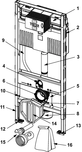 „TECEprofil“ WC-Modul mit Uni-Spülkasten, Bauhöhe 1120 mm