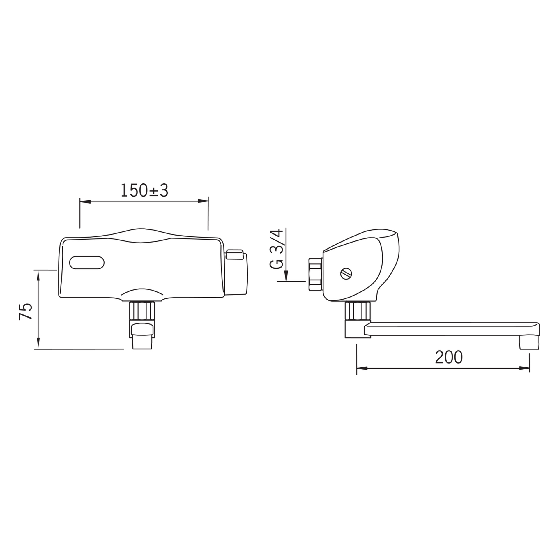 HA Waschtischbatterie HANSAELECTRA 6445 6 V Ausladung 200 mm DN15 Chrom