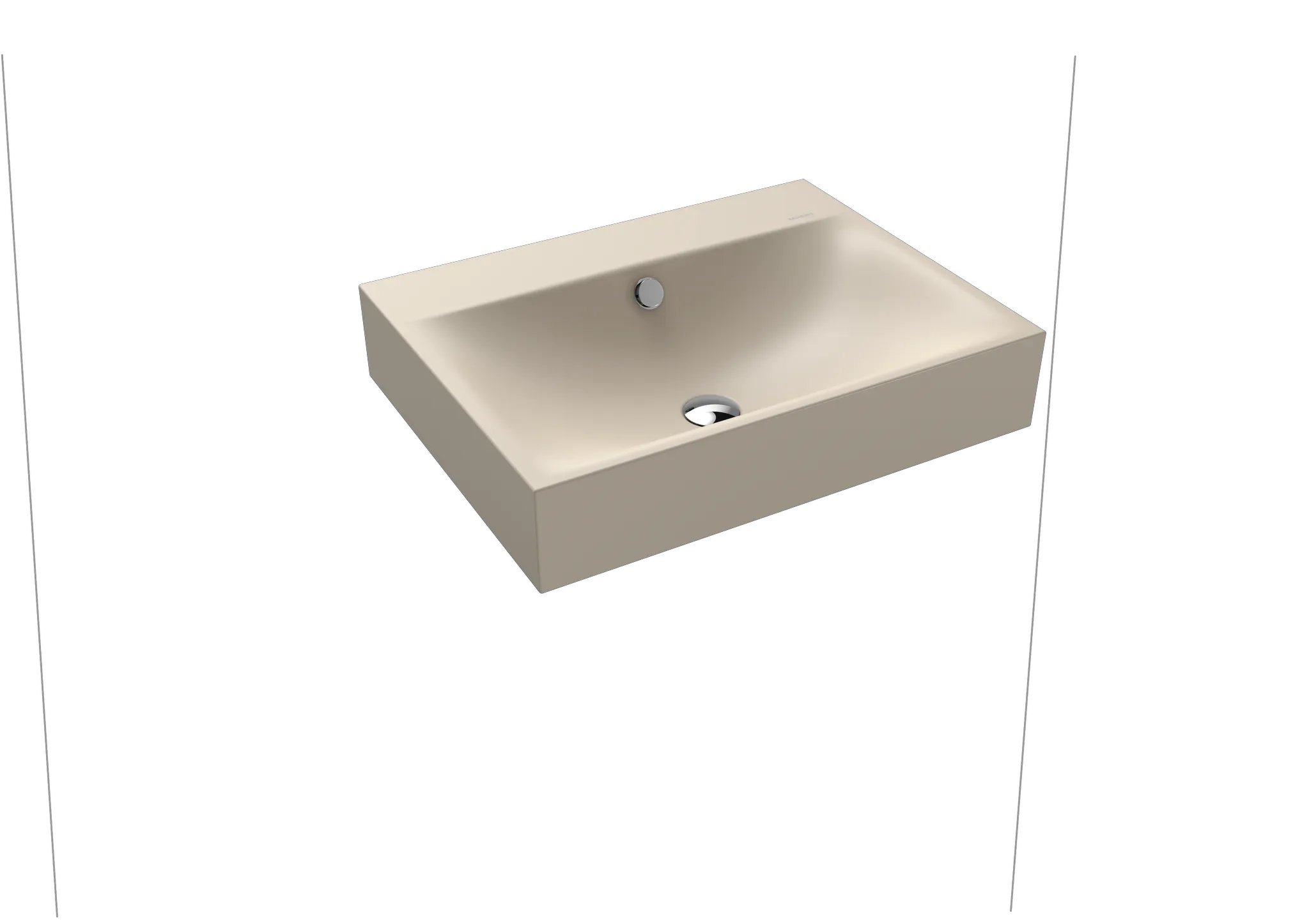 Wandwaschtisch „Silenio“ 600 × 460 mm, ohne Hahnlochbohrung in warm beige 20, mit Perl-Effekt