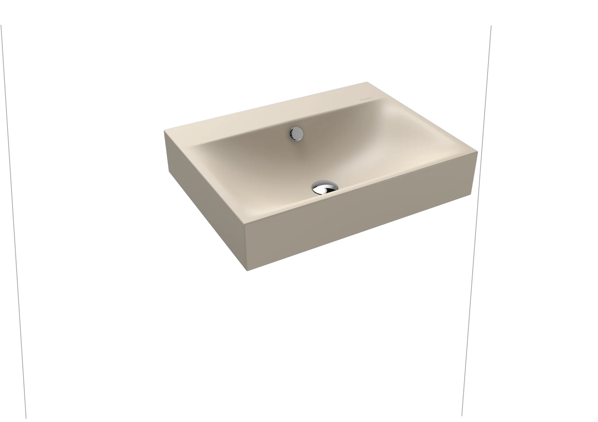 Kaldewei SILENIO Wandwaschtisch, 600x460 mm, warm beige 20, Perl-Effekt, Antidröhn mit Überlauf, Sichtteile chrom