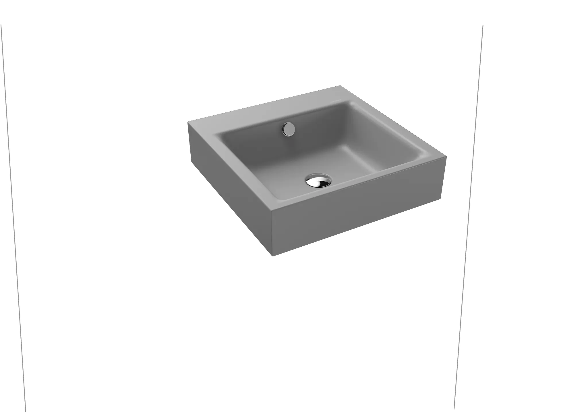 Wandwaschtisch „Puro“ 46 × 46 cm, mit Überlauf, mit Hahnlochbohrung in cool grey 30 mit Perl-Effekt Wandwaschtisch „Puro“ 46 × 46 cm, mit Überlauf, mit Hahnlochbohrung in cool grey 30 mit Perl-Effekt