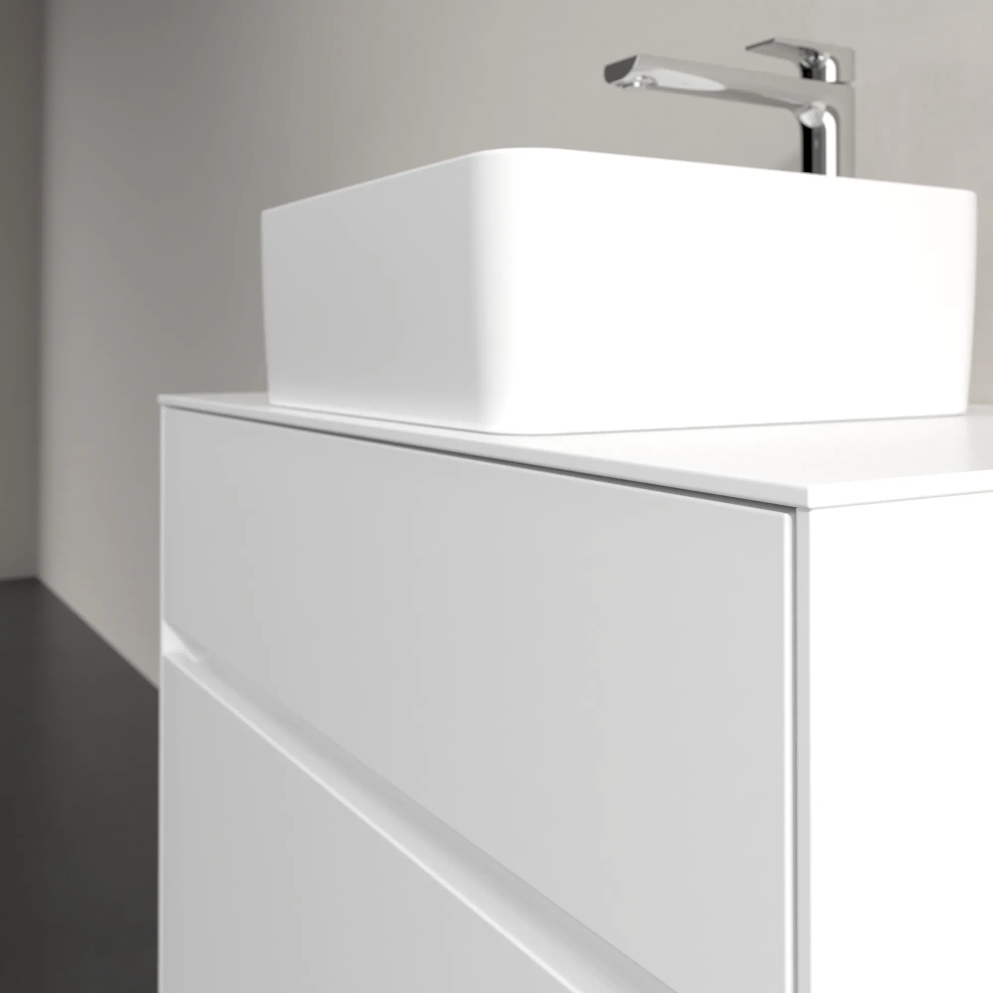 Villeroy & Boch Waschbeckenunterschrank Collaro C03700, Eckig White Matt, 800x548x500mm, mit SoftClosing, Hahnlochbohrung werkseitig vorgebohrt